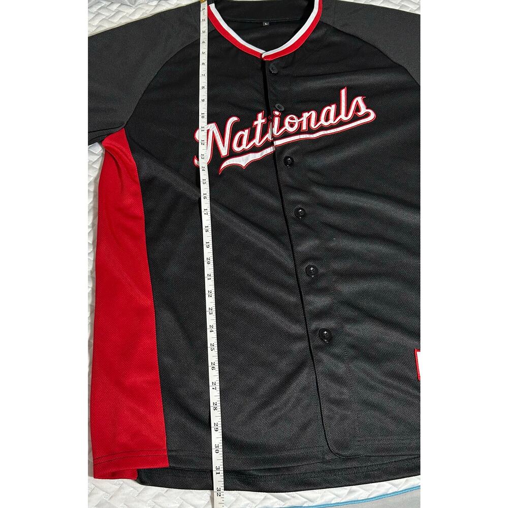 Washington Nationals 2019 MLB World Series  Black Baseball Jersey #8 Moore Sz Ld - Picture 10 of 11